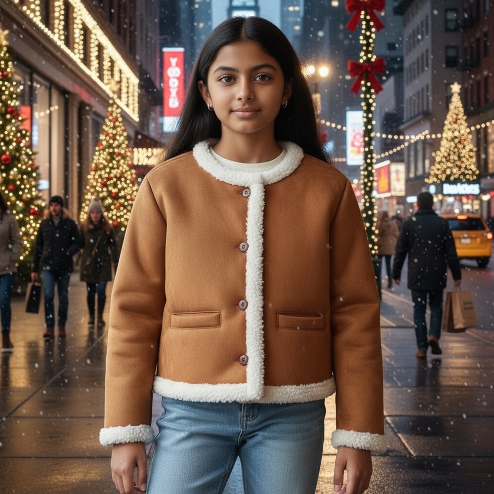 NWT Aqua for Bloomingdales Girls Faux Shearling Jacket Size XL Cozy Chic‎
